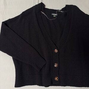 wild fable Black V-Neck Button Front Cardigan
